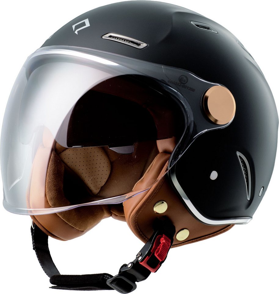 Burnout Motorradhelm Jethelm Retro Look, Sonnenvisier Klarsichtvisier, ECE 22.10 Bild 2