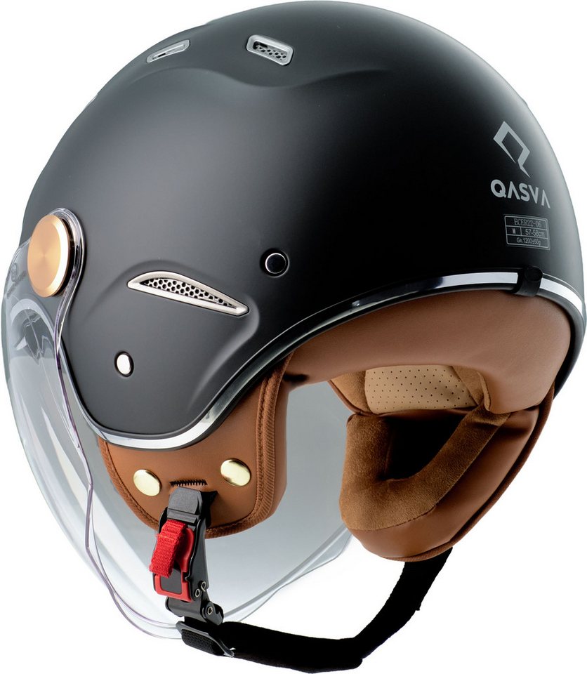 Burnout Motorradhelm Jethelm Retro Look, Sonnenvisier Klarsichtvisier, ECE 22.10 Bild 4
