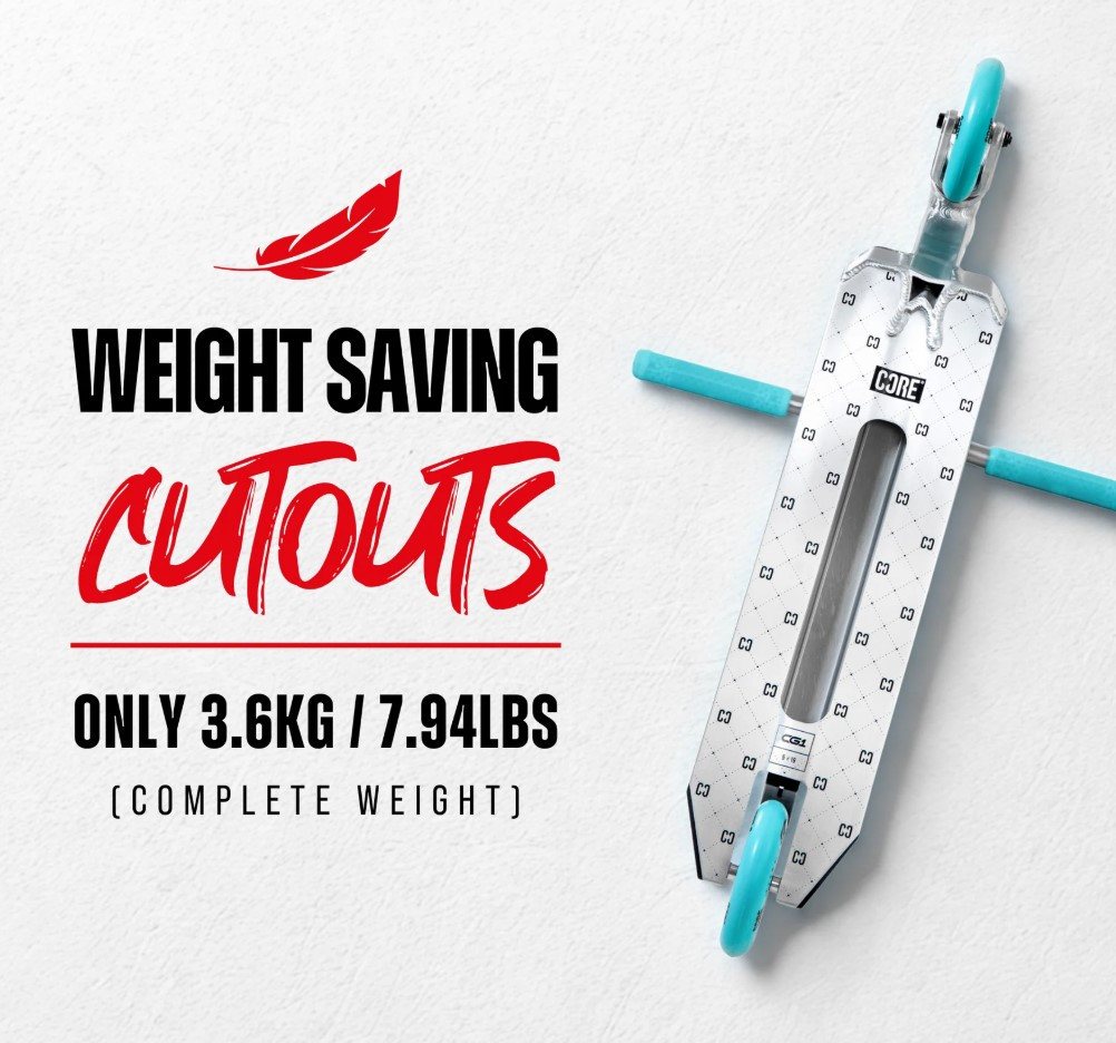 Core Action Sports Stuntscooter CORE CG1 Stunt-Scooter Park H=81cm Silber Gebürstet / Türkis