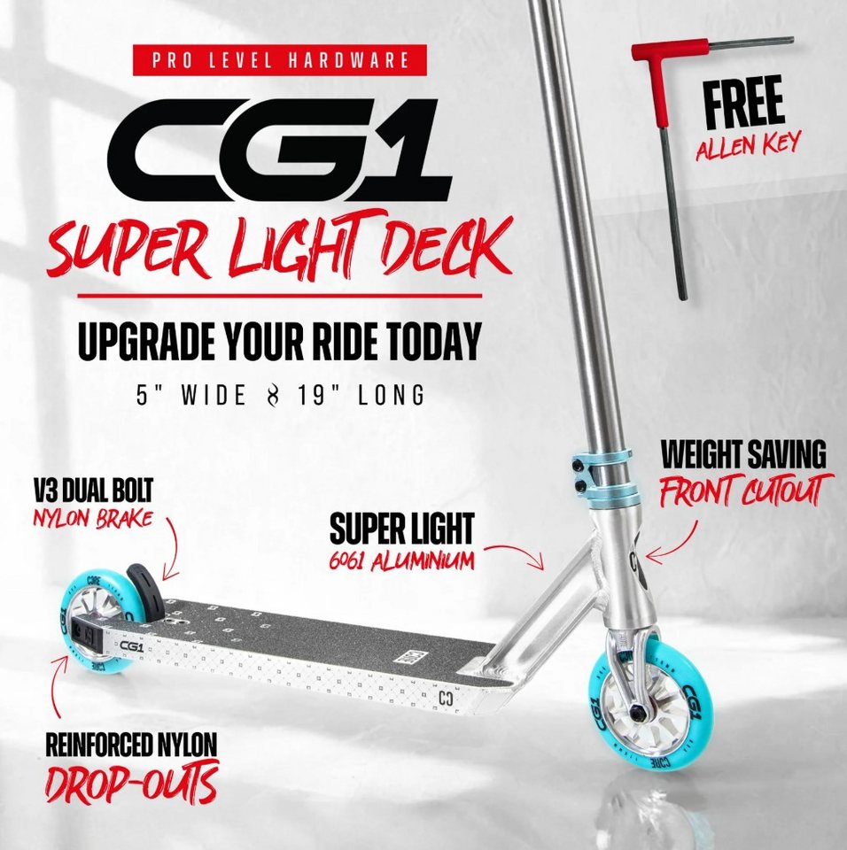 Core Action Sports Stuntscooter CORE CG1 Stunt-Scooter Park H=81cm Silber Gebürstet / Türkis Bild 5