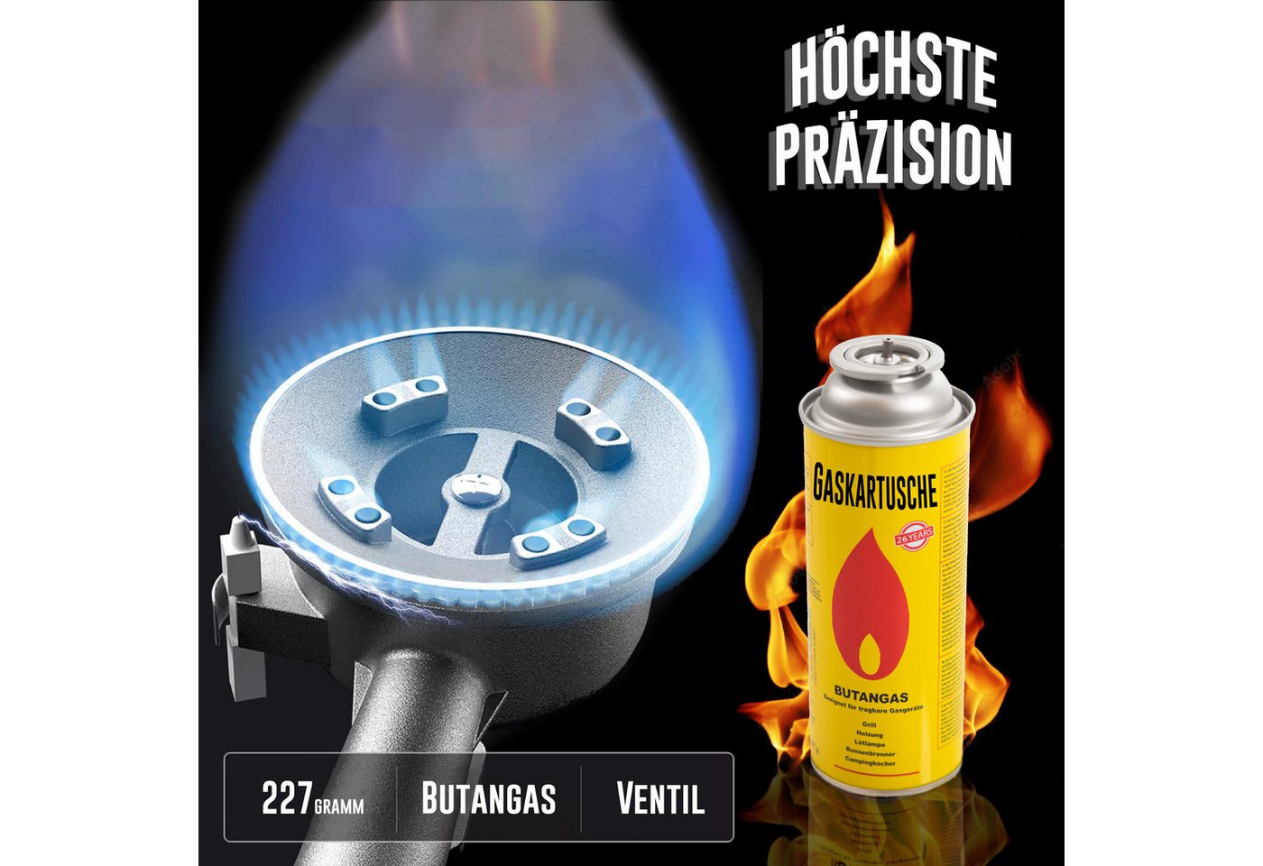 TruWare Gaskartusche 227g Typ MSF-1A – Universal Ventilkartusche mit Bajonettverschluss, Zubehör für für Campingkocher, Gaskocher & Outdoor-Heizgeräte, 28 St. Bild 2