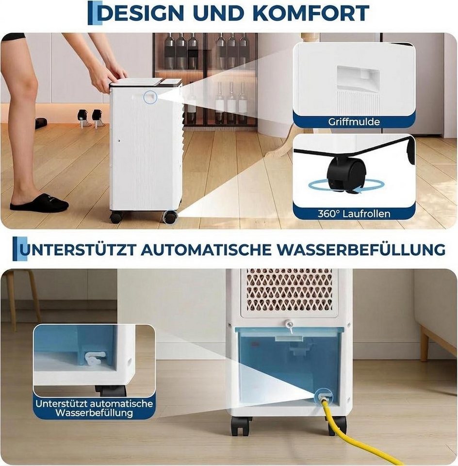 GarveeMore Ventilatorkombigerät Tragbare leise Klimaanlage 3in1,energiesparender Lüfter Luftbefeuchter, Tragbare leise,3 Geschwindigkeiten,12h Timer,120° Oszillation Bild 2