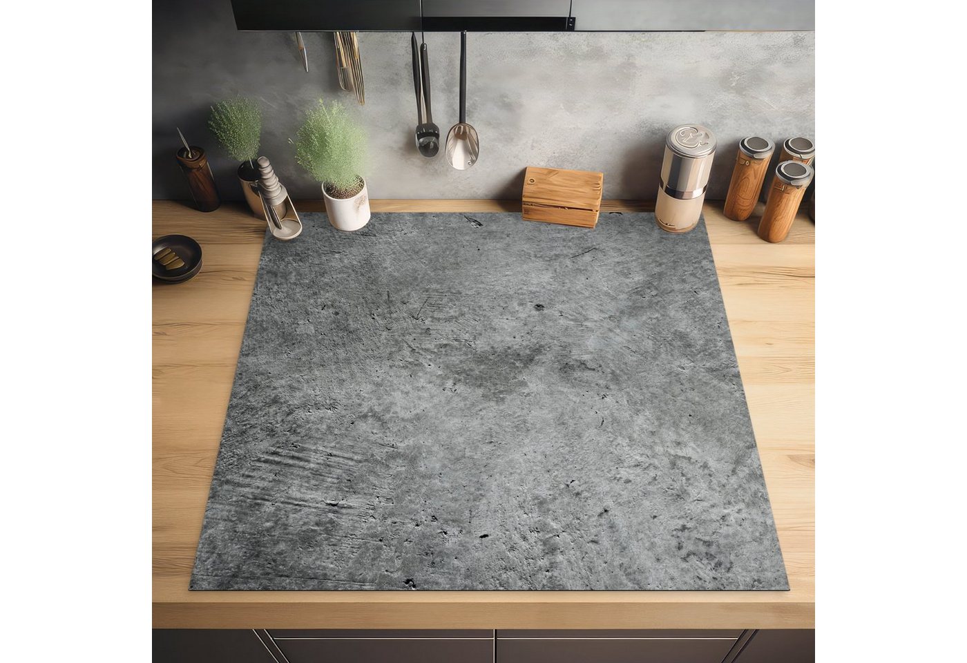MuchoWow Herd-Abdeckplatte Beton - Schiefer - Grau -Betonstruktur, Vinyl, (1 tlg), Küche Herdabdeckung Ceranfeld Induktionsfeld Vinyl, 60x60 cm Bild 2