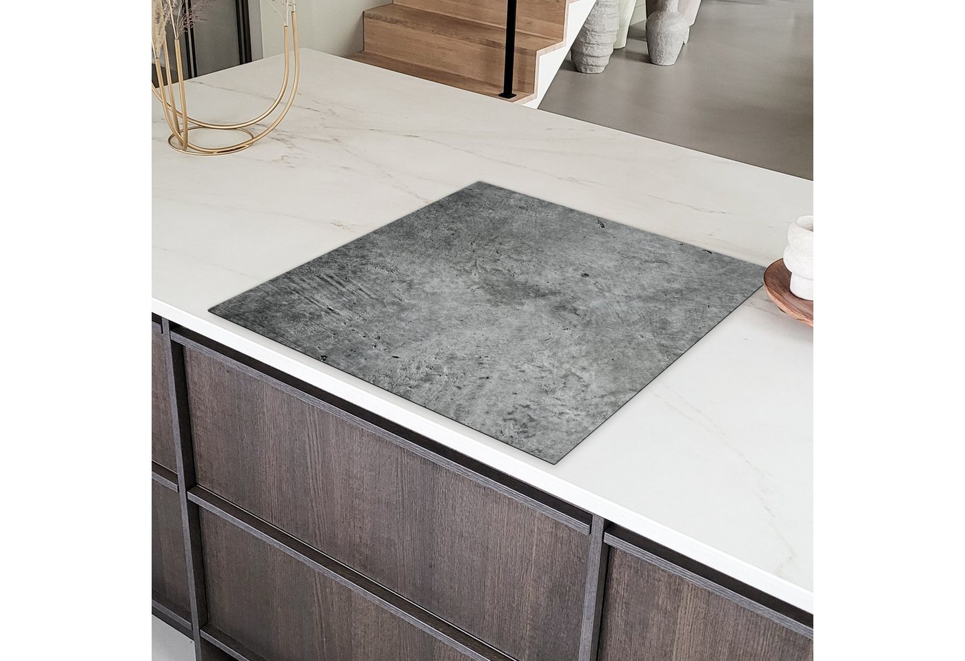 MuchoWow Herd-Abdeckplatte Beton - Schiefer - Grau -Betonstruktur, Vinyl, (1 tlg), Küche Herdabdeckung Ceranfeld Induktionsfeld Vinyl, 60x60 cm Bild 4