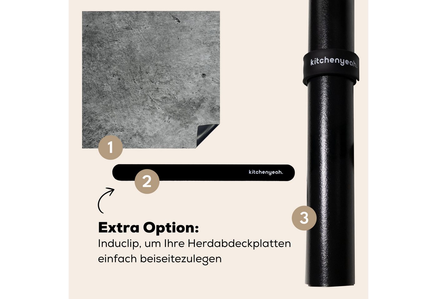 MuchoWow Herd-Abdeckplatte Beton - Schiefer - Grau -Betonstruktur, Vinyl, (1 tlg), Küche Herdabdeckung Ceranfeld Induktionsfeld Vinyl, 60x60 cm Bild 5