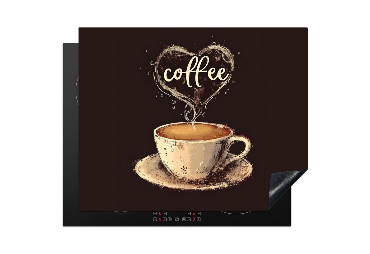 MuchoWow Herd-Abdeckplatte Kaffee - Zitat - Herz - Kaffee, Vinyl, (1 tlg), Abdeckung Induktionskochfeld Schutzmatte, Küche Deko, 65x52 cm