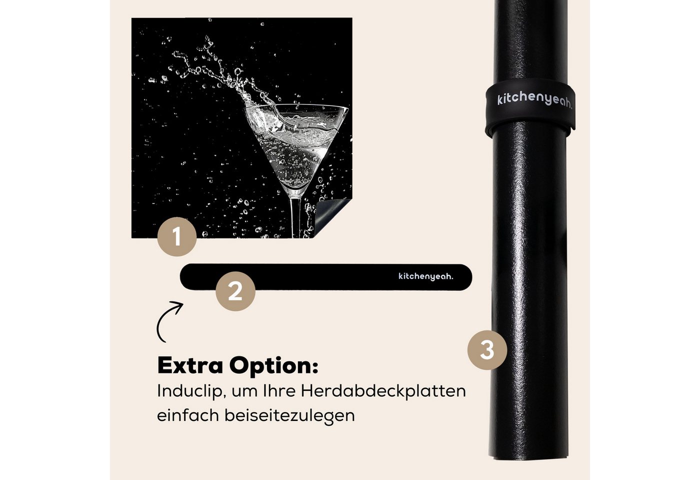 MuchoWow Herd-Abdeckplatte Glas - Cocktail - Schwarz - Trinken, Vinyl, (1 tlg), Herdabdeckplatten für Ceranfeld, Induktionsschutz, 65x55 cm Bild 4