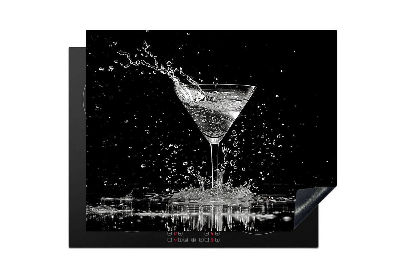 MuchoWow Herd-Abdeckplatte Glas - Cocktail - Schwarz - Trinken, Vinyl, (1 tlg), Herdabdeckplatten für Ceranfeld, Induktionsschutz, 65x55 cm Bild 5