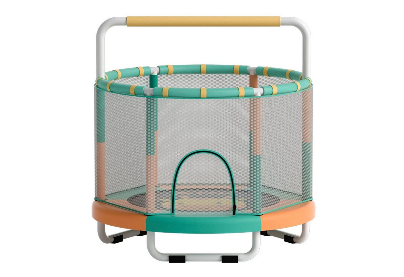 Jumpeak Kindertrampolin Kindertrampolin, Indoor-Trampolin für zu Hause, Kinder-Sprungbett, Ø 120 cm, Höhenverstellbar in drei Positionen, Mit Sicherheitsnetz
