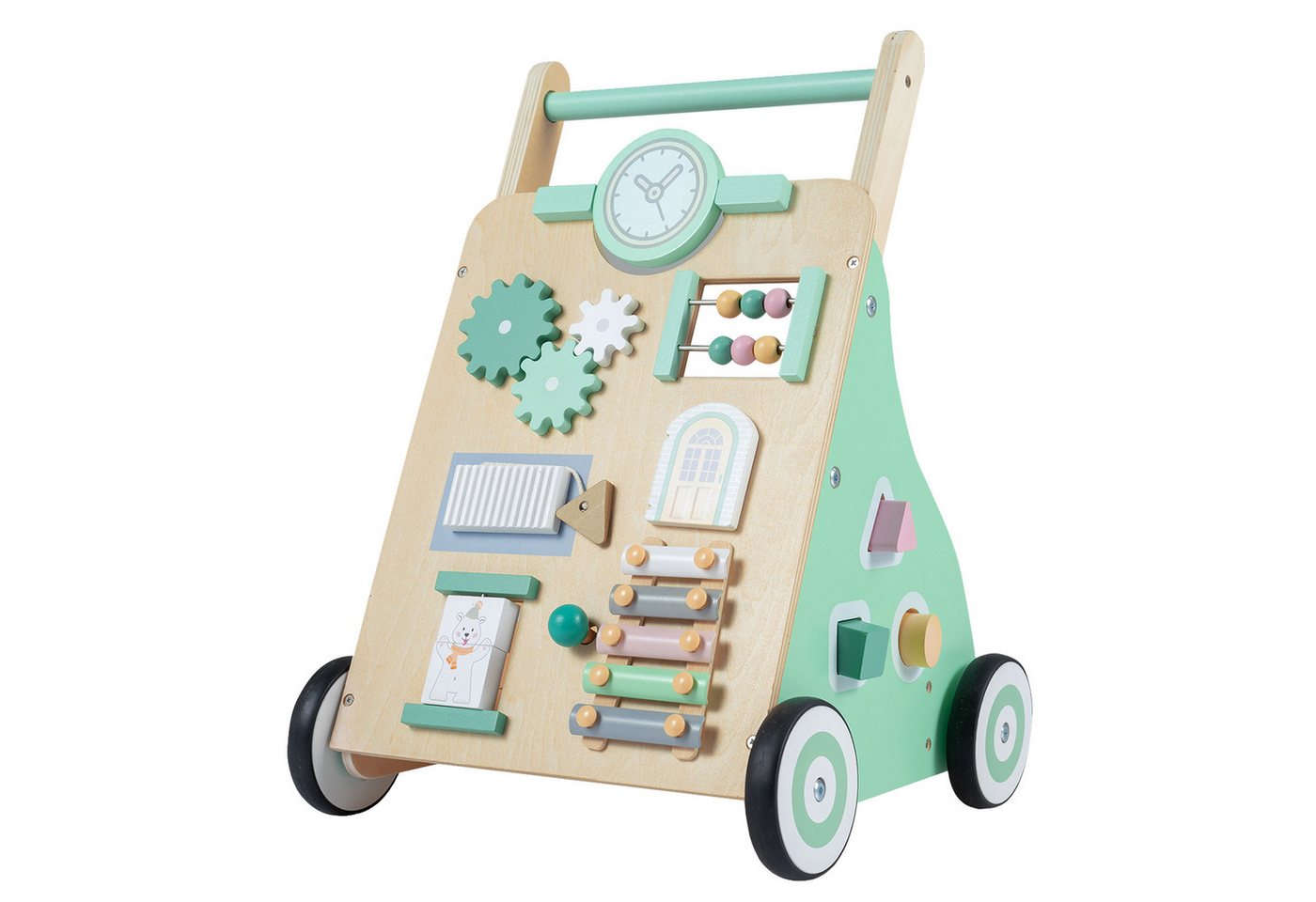 COSTWAY Lauflernwagen Baby Walker mit 10 interaktive Aktivitäten & Stauraum