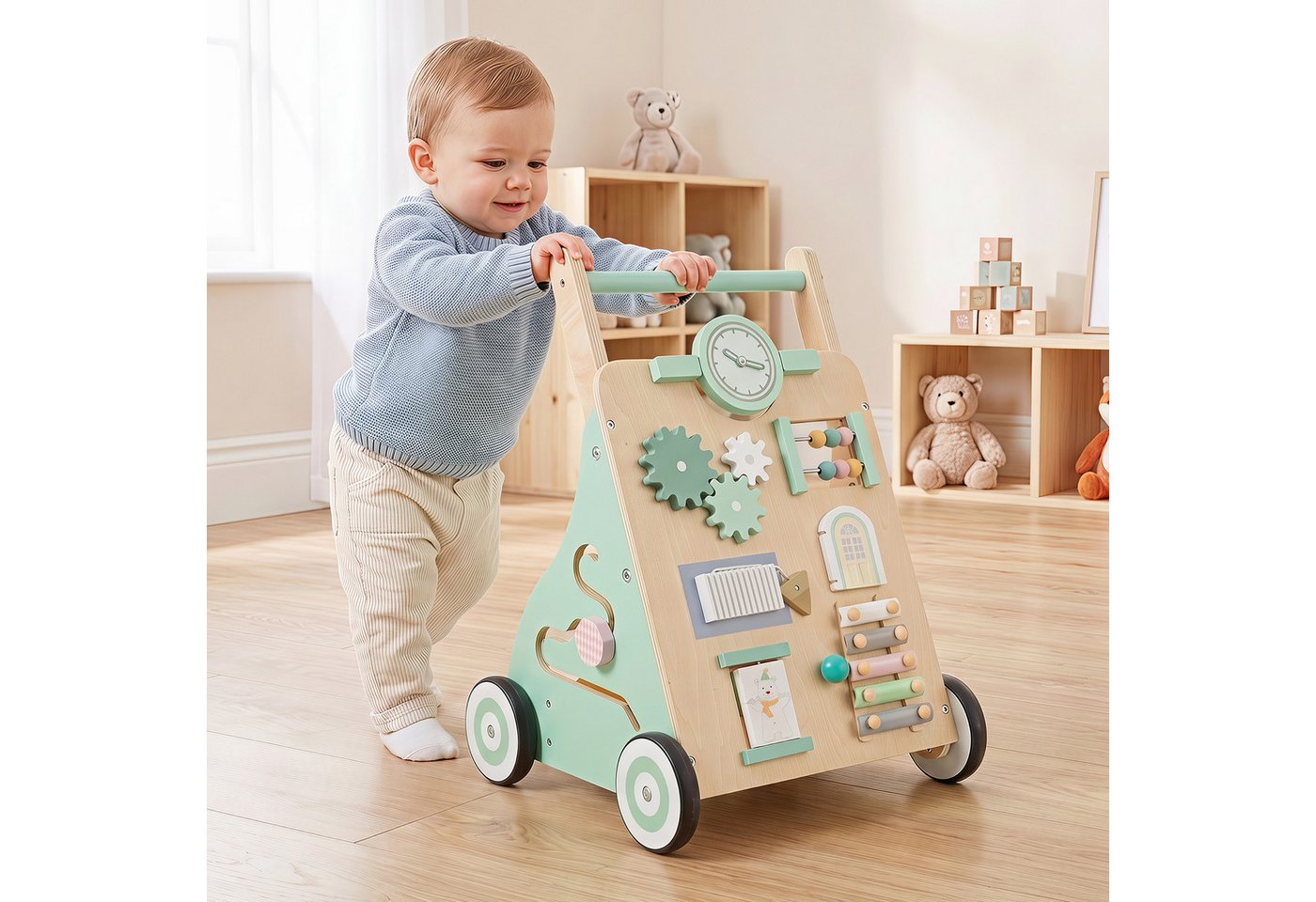 COSTWAY Lauflernwagen Baby Walker mit 10 interaktive Aktivitäten & Stauraum Bild 2