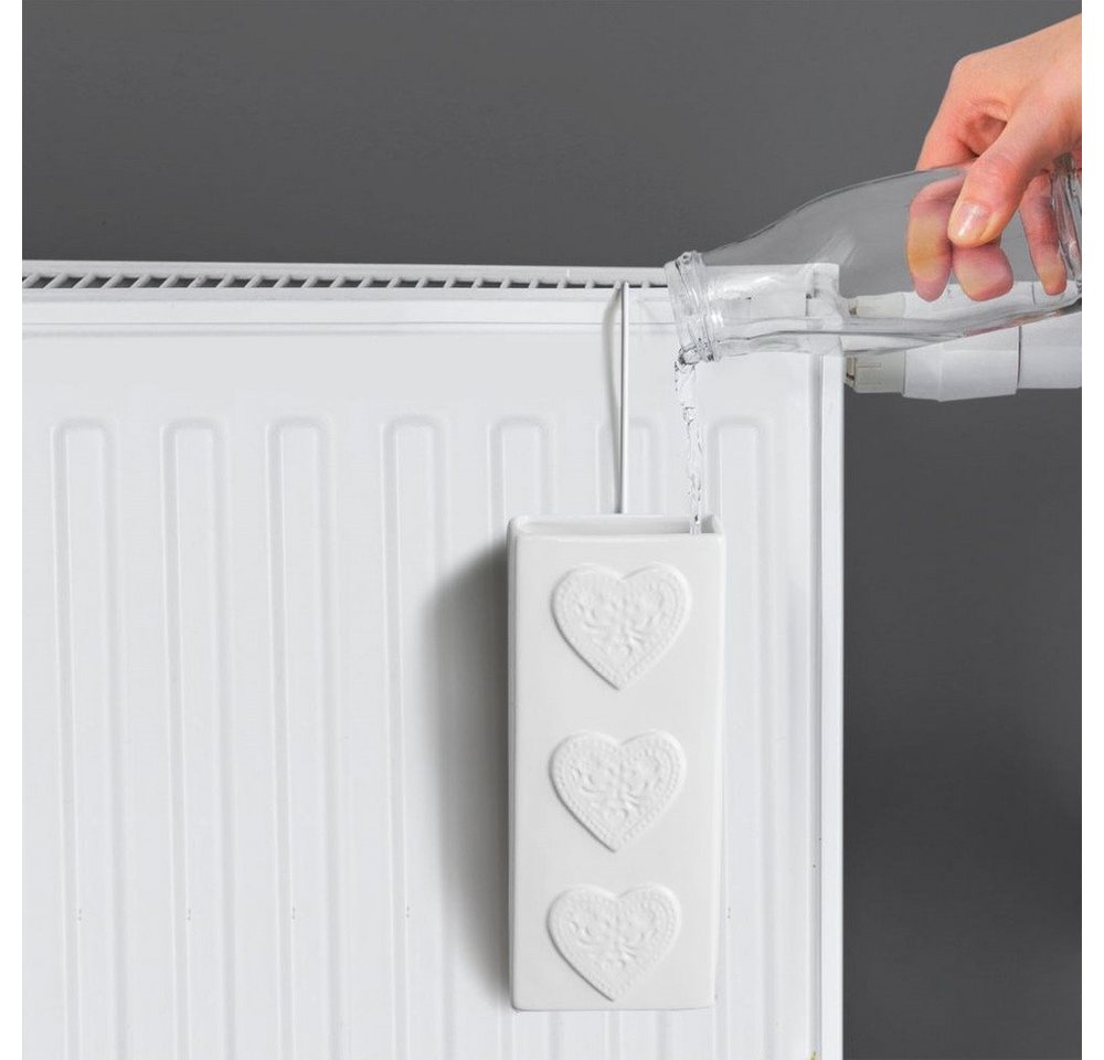 Orion Group Luftbefeuchter für Heizkörper 300ml mit Herzmotiv aus Keramik, 0.3 l Wassertank, kompakt, Verdunstung, mit Aufhängehaken Bild 5