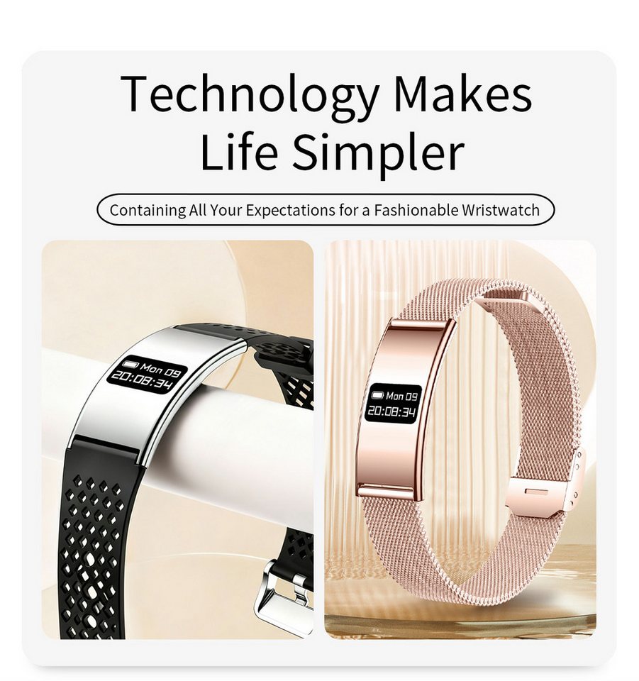 Zevelora Fitness-Tracker Armband mit HRV, Schlafmonitor & Bluetooth 5.3, Damen Aktivitätstracker 10 ATM mit Multi-Sport-Modus
