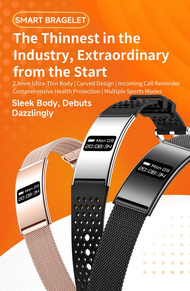 Zevelora Fitness-Tracker Armband mit HRV, Schlafmonitor & Bluetooth 5.3, Damen Aktivitätstracker 10 ATM mit Multi-Sport-Modus Bild 3
