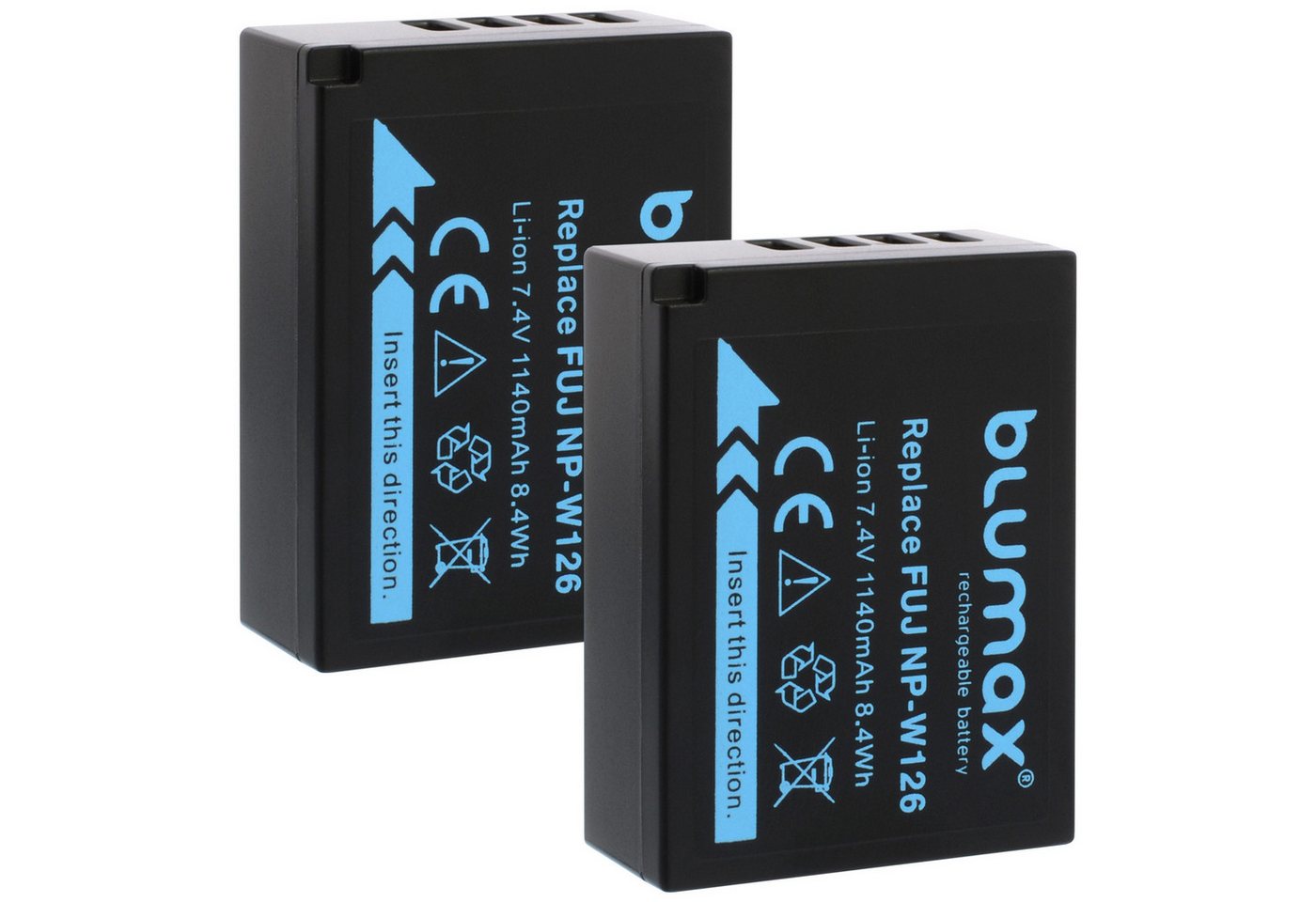 Blumax 2X Blumax Akku Fujifilm NP-W126s + Fuji Slim Dual Charger Kamera-Akku Bild 3