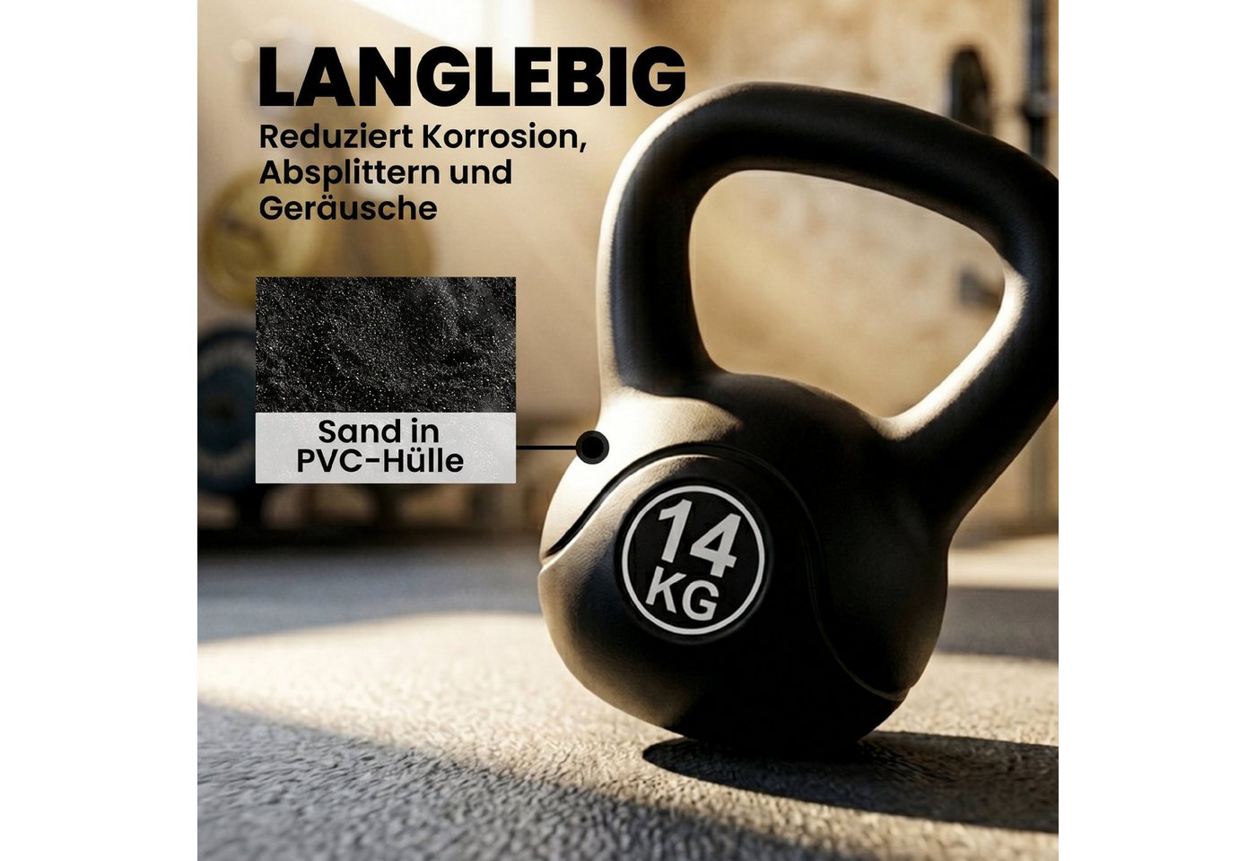 HOMCOM Kettlebell Kugelhantel mit Sandfüllung, (Kugelhantel, 14 kg Gewicht-Hantel), für Anfänger, Zuhause, Krafttraining Bild 2