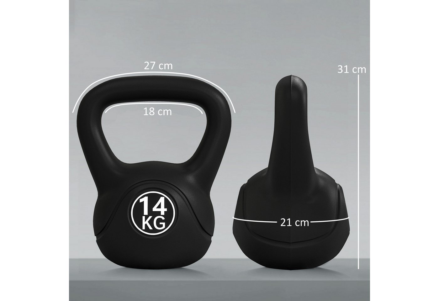 HOMCOM Kettlebell Kugelhantel mit Sandfüllung, (Kugelhantel, 14 kg Gewicht-Hantel), für Anfänger, Zuhause, Krafttraining Bild 5