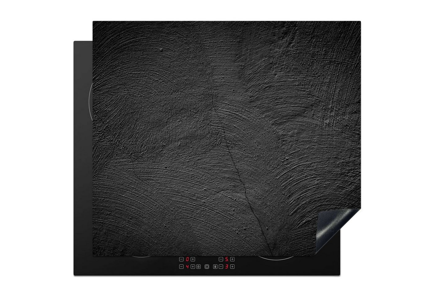 MuchoWow Herd-Abdeckplatte Beton - Schwarz - Industriell, Vinyl, (1 tlg), Abdeckplatte für Ceranfeld, Herd Inductionsmatte, 57x51 cm