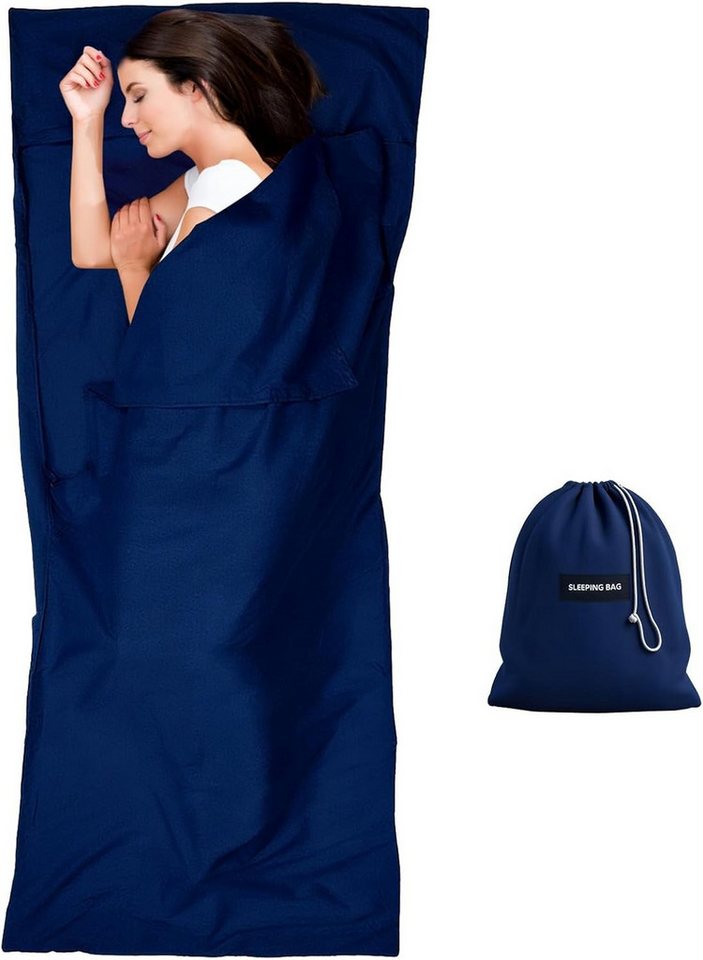 Zengi Hüttenschlafsack Reiseschlafsack 90 x 220 cm ultraleicht mit Kissenfach, atmungsaktiv (Set, 2 tlg., Schlafsack und Aufbewahrungstasche), Maschinenwaschbar, reißfest, kompakt für Camping, Hotel und Hostel