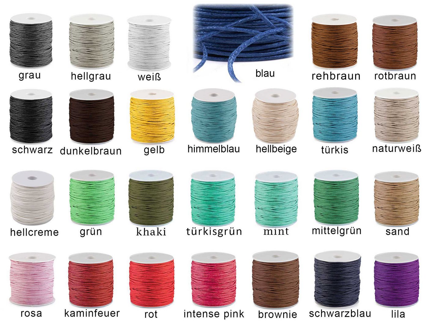maDDma Seil 85-100m Gewachste Baumwollschnur 1,5-2mm (Wickel auf Spule), hellbeige Bild 2