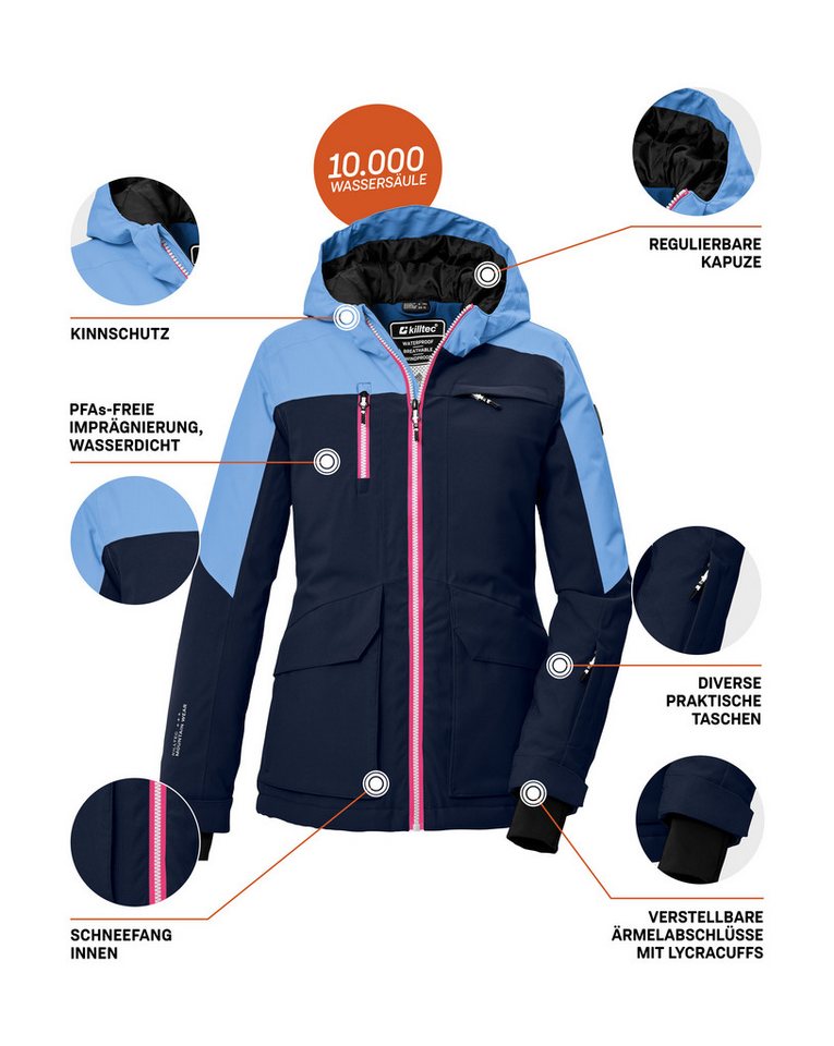 Killtec Skijacke KSW 340 GRLS SKI JCKT Wasserdichte Mädchenjacke mit Kapuze, Schneefang und Stauraum Bild 2