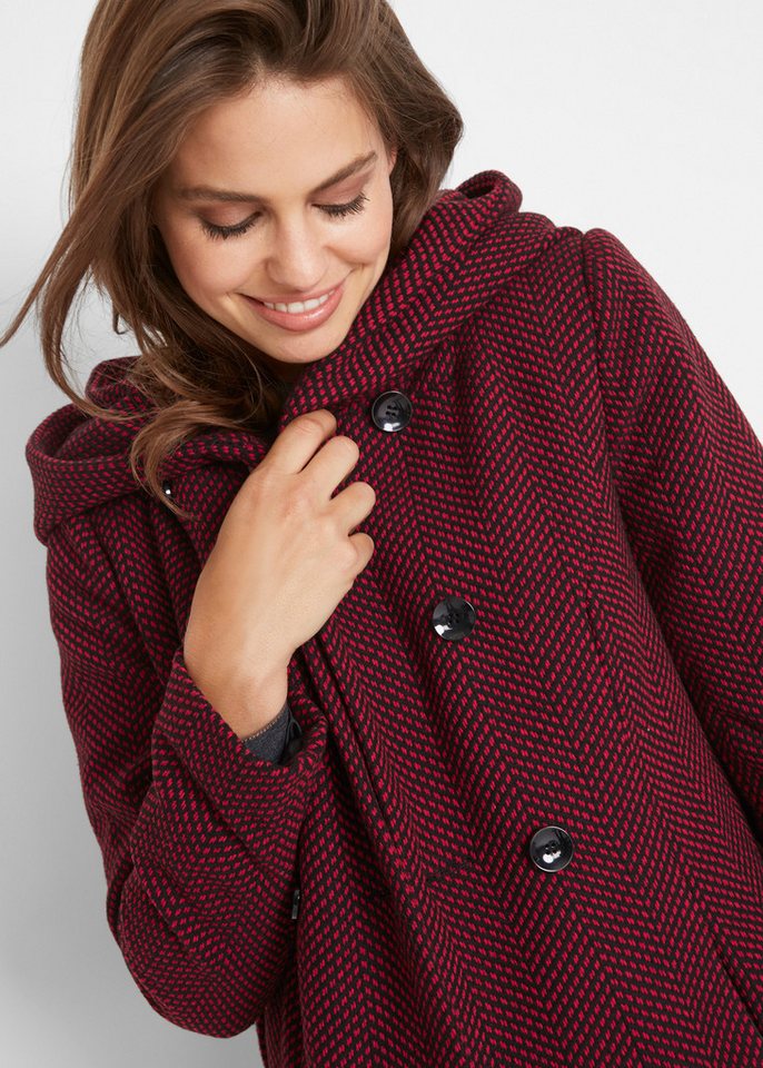 bonprix Outdoorjacke zweireihig, mit großer Kapuze, Loose Fit