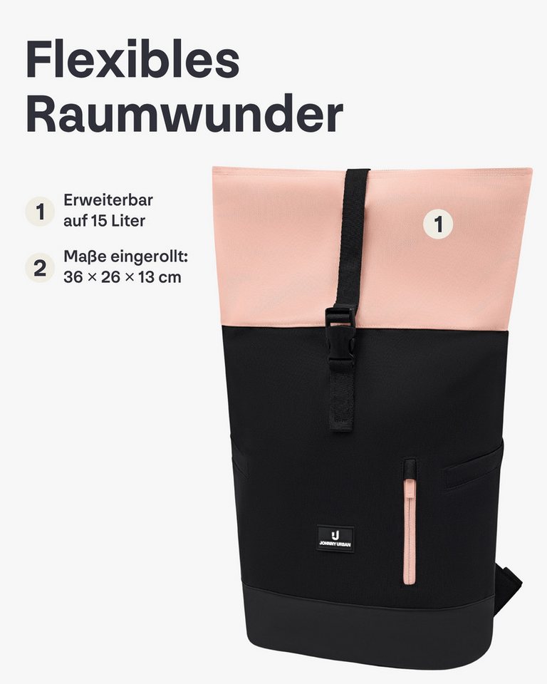 Johnny Urban Cityrucksack Luca Small Rolltop Rucksack (1-tlg), Gepolstertes Laptopfach, Wasserabweisend Bild 3