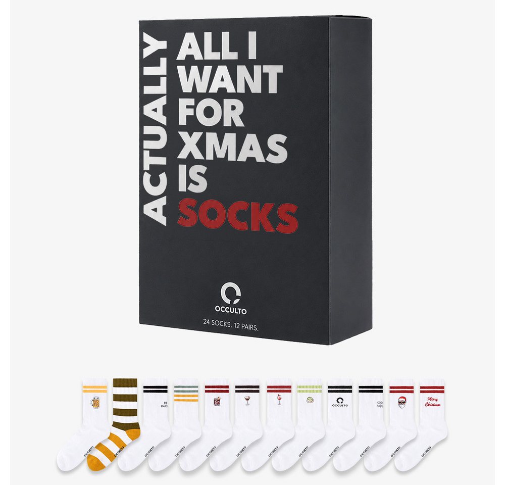 OCCULTO Tennissocken Männer & Frauen Tennissocken Adventskalender 2026 (12-Paar) Bild 3