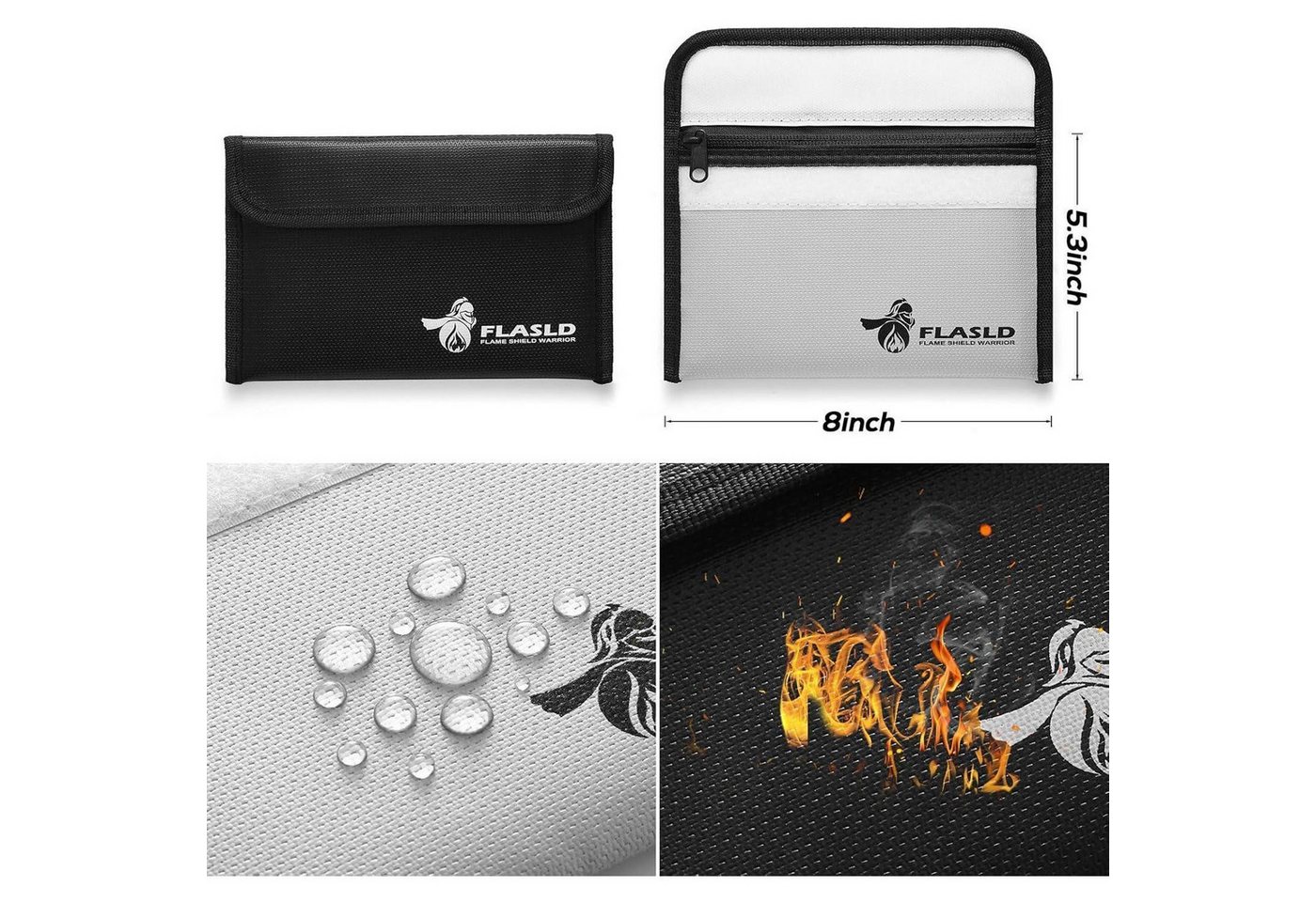 FLASLD Dokumententasche Feuerfeste Geldtasche 2er Set 13x20cm 1371℃ Bargeldschutztasche Bild 4