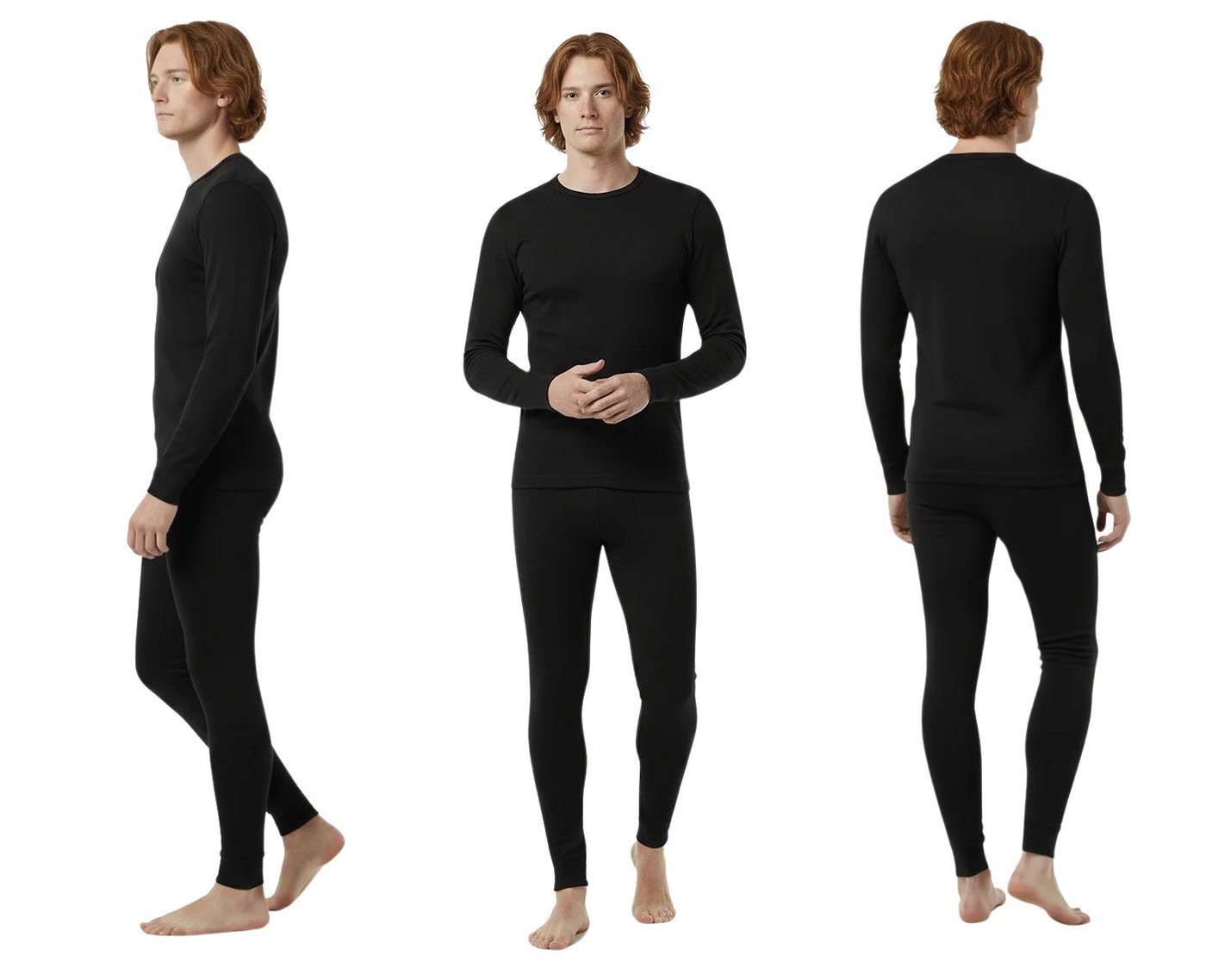 Rungassi Thermounterhose GAUBERT Thermounterwäsche-Set Merinowolle für Herren 0150 Schwarz bis