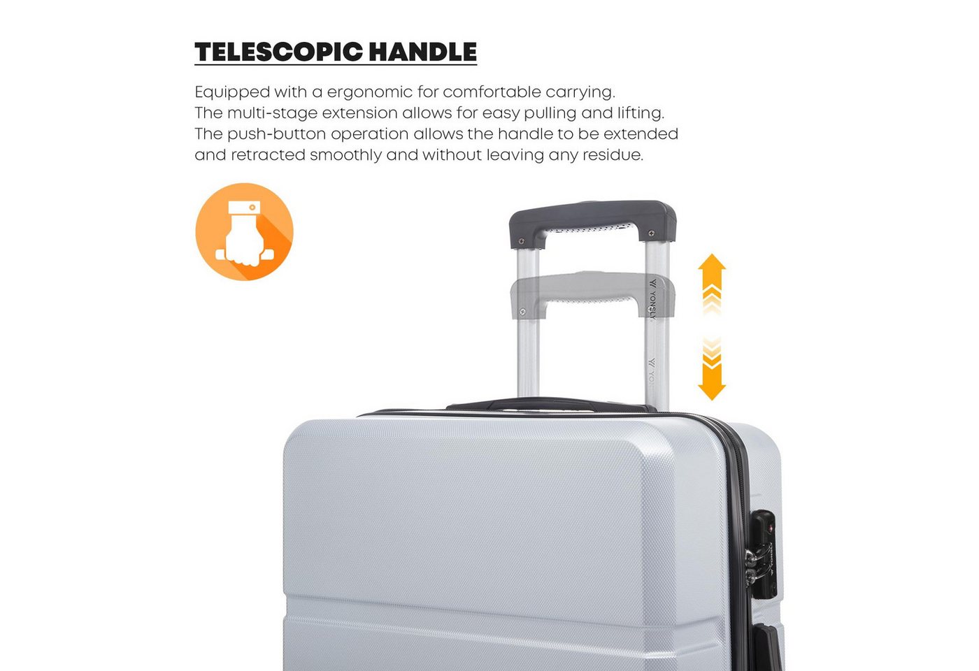 YONSLY Kofferset Premium Hartschalen-Reiseset für Urlaub, Business & Familie, 4 Rollen, (Spar-Set, 3 tlg., Mehrere Größen S/M/L/XL, verschiedene Farben), TSA-Schloss, YKK-Reißverschluss & austauschbare Rollen und Griffe Bild 5