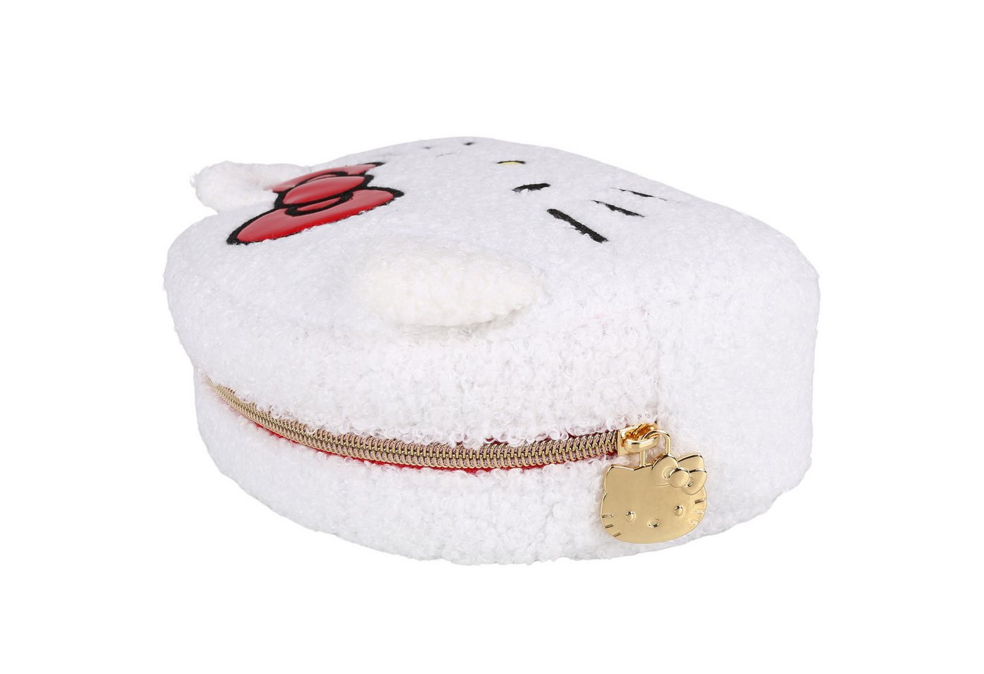 Hello Kitty Kosmetiktasche Hello Kitty weiße Plüsch-Kosmetiktasche, geräumig 22×15×7 cm Bild 5