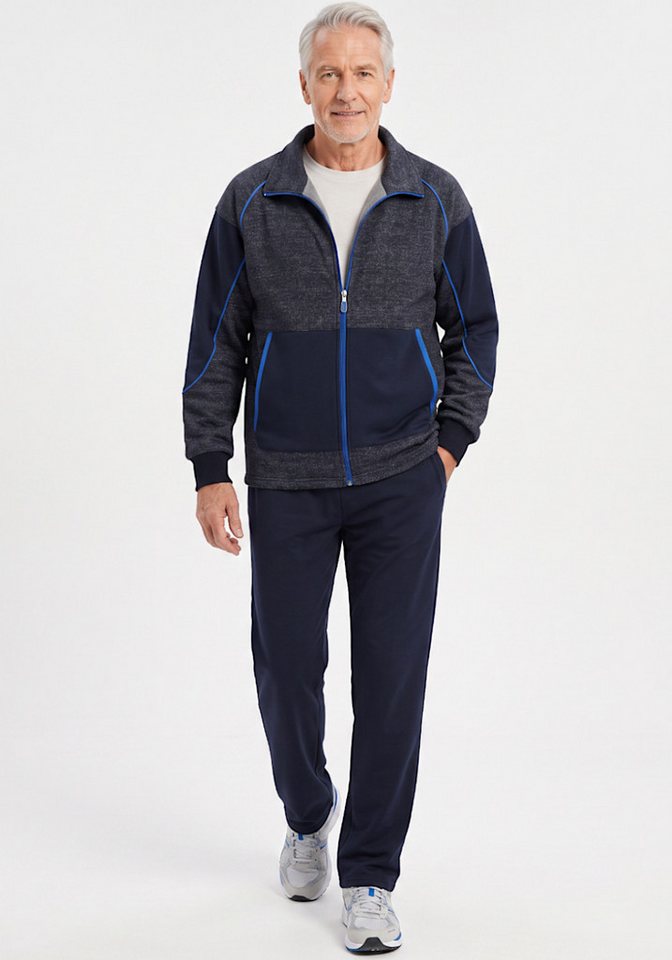Herbold Sportswear Jogginganzug Herren Trainingsanzug Freizeitanzug wärmender Sportanzug Kuranzug (2-tlg), Wärmend · meliertes Design · angeraute Innenseite Bild 3