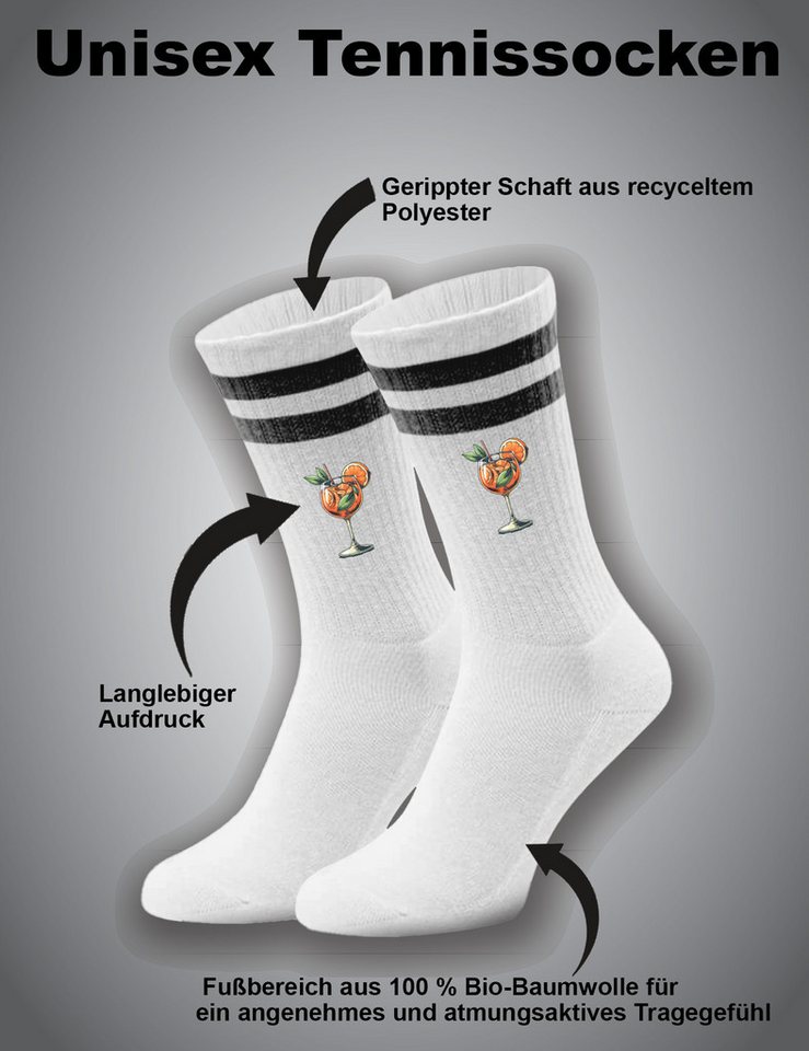 Youth Designz Tennissocken Herren "Aperol Glas" Socken Geschenk Statement stylisch mit verstärkter Verse und Zehenbereich für Männer Bild 5