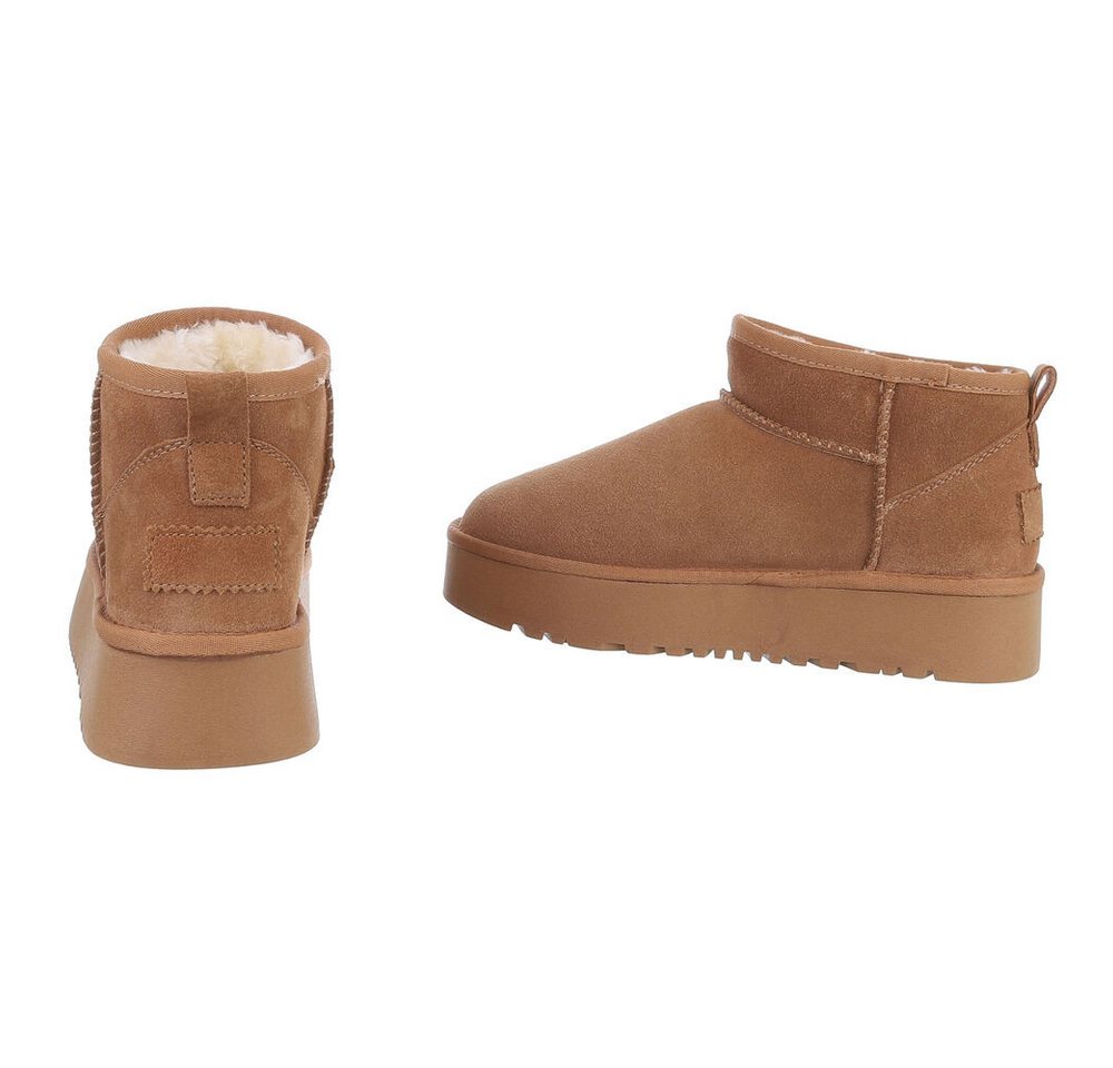 Ital-Design Stilvolle Damen-Lederschuhe für Freizeit und Alltag Snowboots (88519339) Flach Stiefeletten in Camel Bild 5