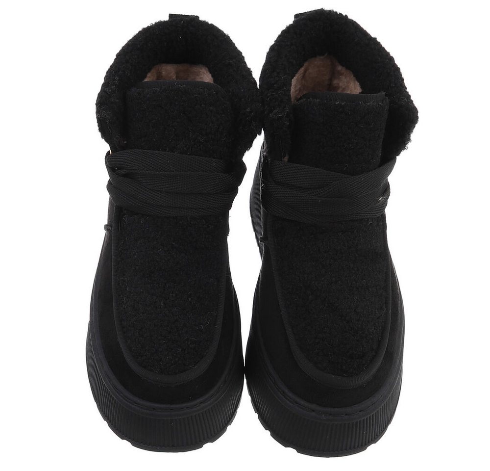 Ital-Design Modische Plateau-Stiefel mit Schnürung für Damen Snowboots (90458062) Keilabsatz/Wedge Stiefeletten in Schwarz Bild 3