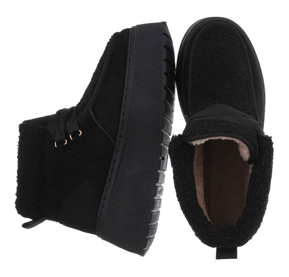 Ital-Design Modische Plateau-Stiefel mit Schnürung für Damen Snowboots (90458062) Keilabsatz/Wedge Stiefeletten in Schwarz Bild 5