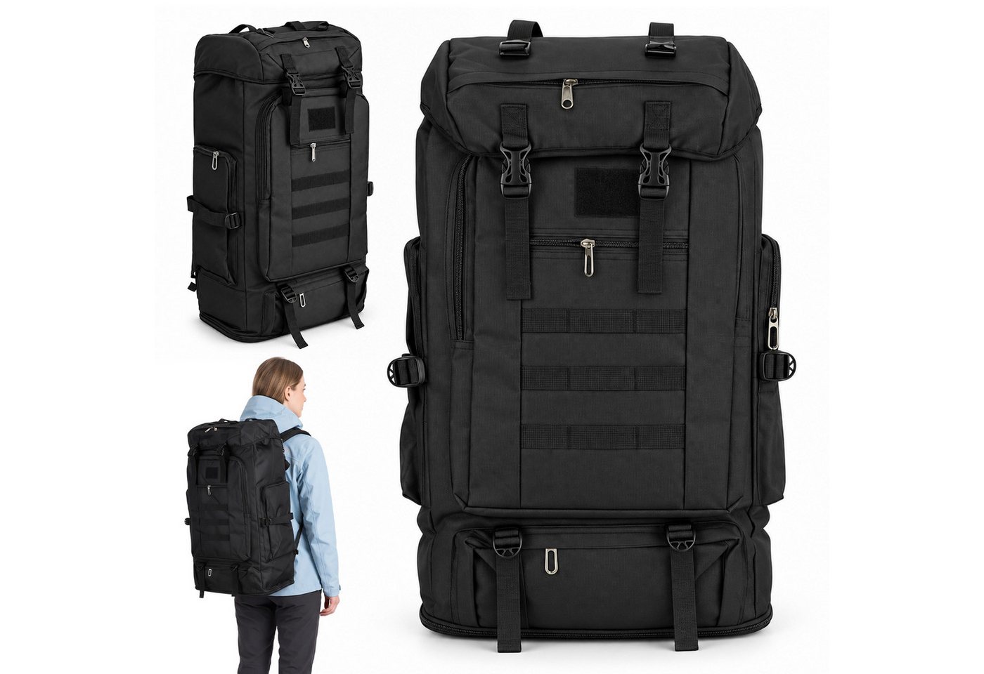 AKKEE Trekkingrucksack Wanderrucksack 100 L, Reiserucksack, Campingrucksack, Outdoorrucksack, Wasserdicht Kapazität erweiterbar für Damen und Herren beim Wandern Bild 4