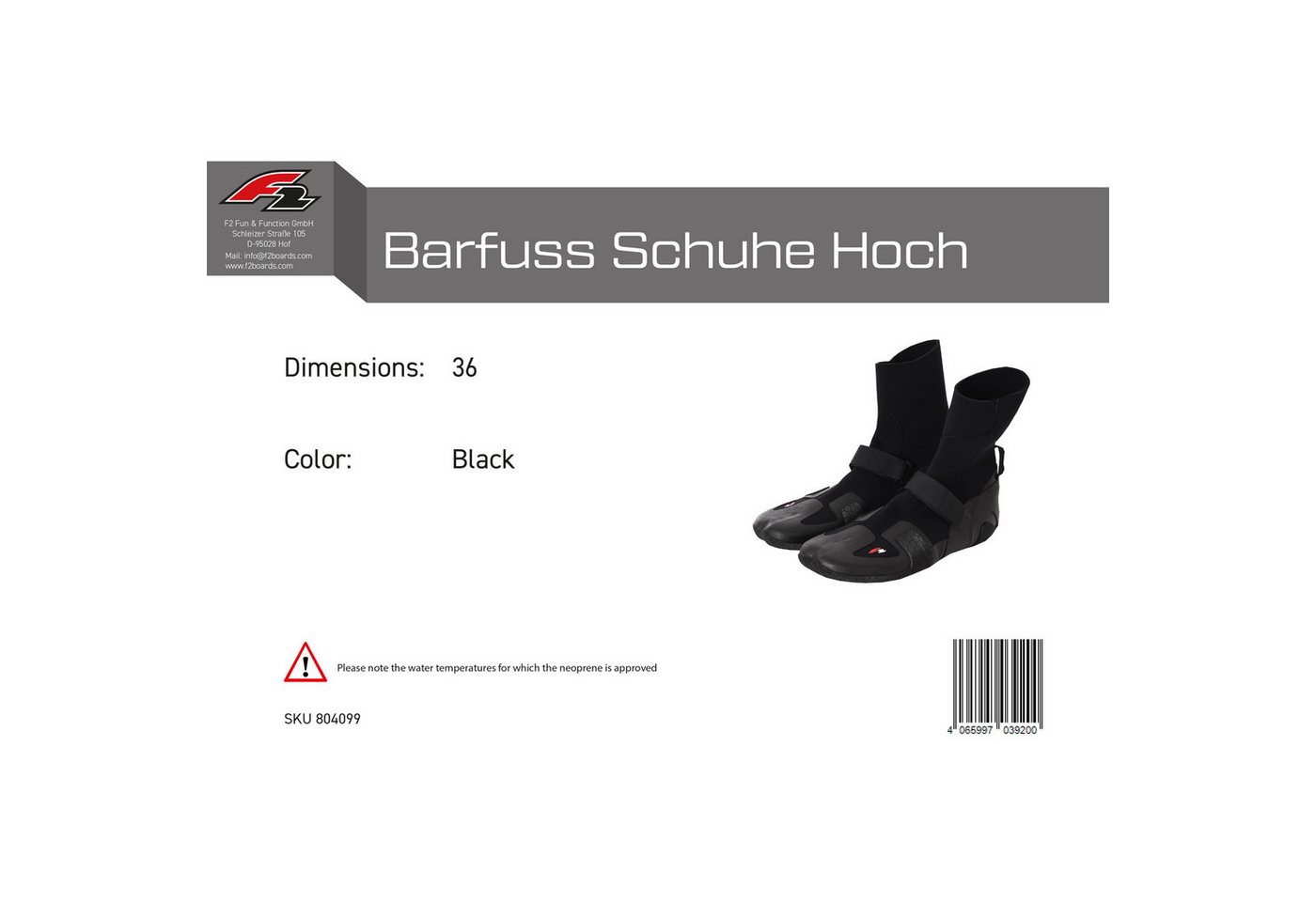 F2 F2 Neopren Schuhe Barfuss Schuhe Hoch Surfschuhe 36 Schwarz Neoprenschuh