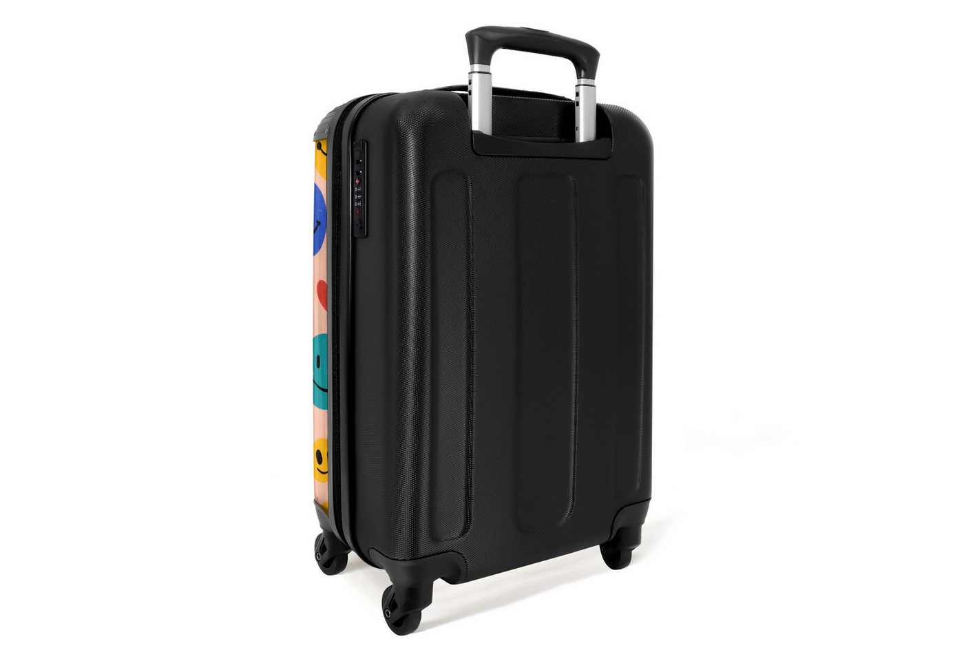 NoBoringSuitcases.com© Kinderkoffer Muster aus bunten Smiley-Gesichtern 55x35x20cm, Kinder Koffer Klein, Trolley Handgepäck, Reisekoffer Bild 4
