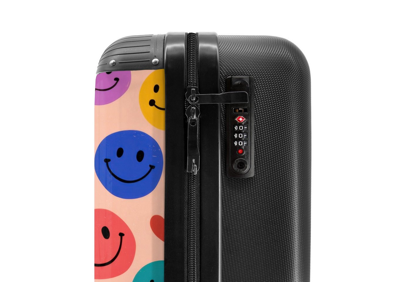 NoBoringSuitcases.com© Kinderkoffer Muster aus bunten Smiley-Gesichtern 55x35x20cm, Kinder Koffer Klein, Trolley Handgepäck, Reisekoffer Bild 5