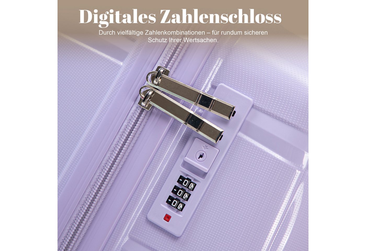 GLP Trolleyset 3-teilig 20/24/28 Zoll, PP Hartschale mit 360° Doppelrollen, 4 Rollen, Zahlenschloss und praktischer Innenaufteilung Bild 3