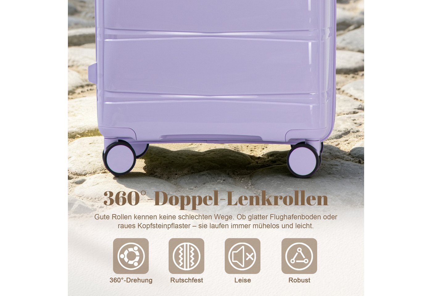 GLP Trolleyset 3-teilig 20/24/28 Zoll, PP Hartschale mit 360° Doppelrollen, 4 Rollen, Zahlenschloss und praktischer Innenaufteilung Bild 4