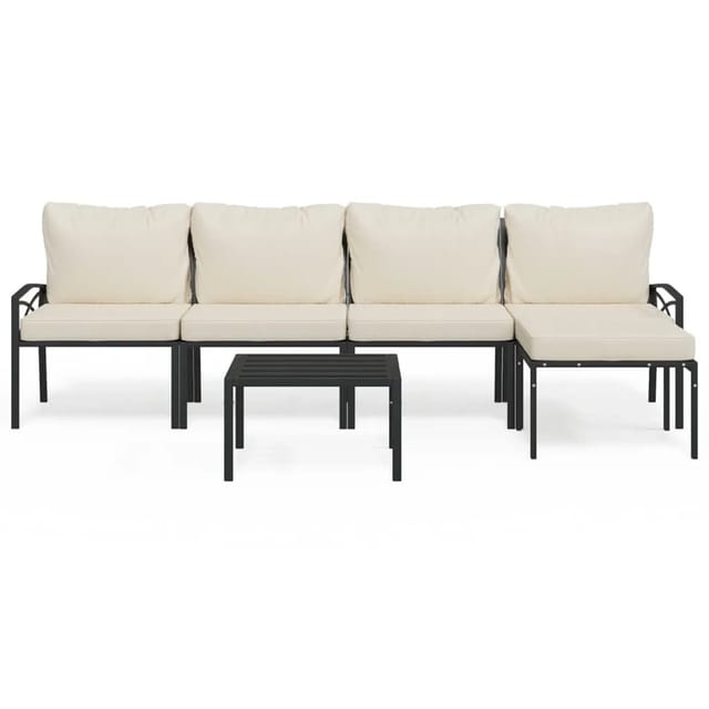6-tlg. Garten-lounge-set Mit Sandfarbigen Kissen Stahl Vidaxl