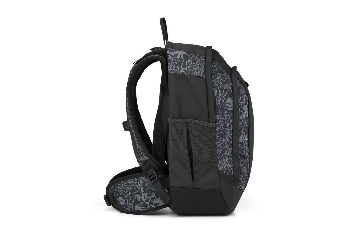 Satch Schulranzen Schulrucksack-Set AIR Street Ink 4-teilig (4-teilig), Schulranzen, ergonomisch, Laptop-Fach, Your-Size-System