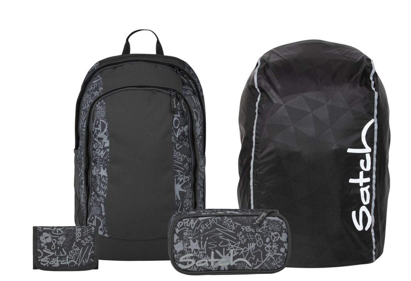 Satch Schulranzen Schulrucksack-Set AIR Street Ink 4-teilig (4-teilig), Schulranzen, ergonomisch, Laptop-Fach, Your-Size-System Bild 4