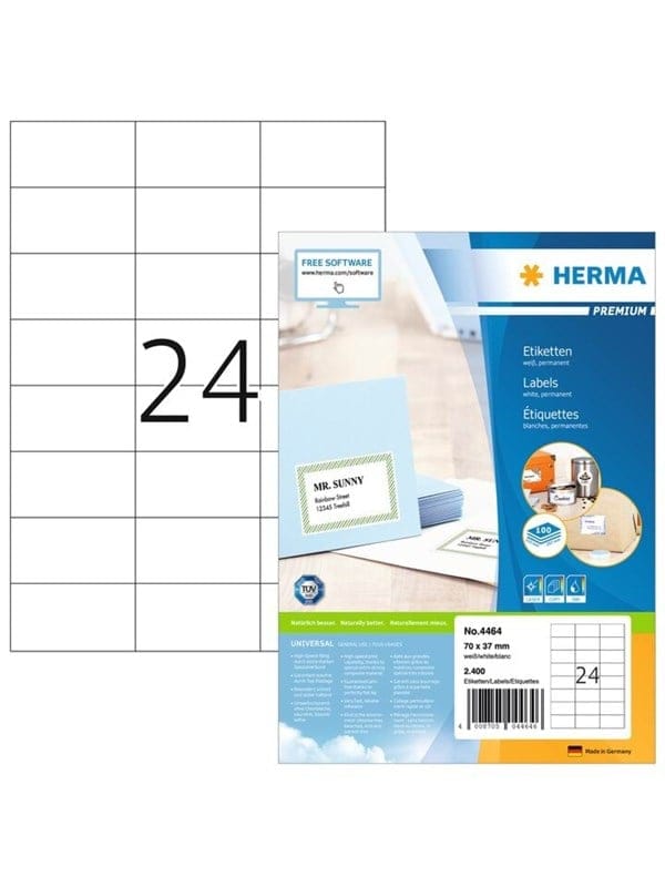 Universaletikett Premium 70 X 37 Mm (b X H) Nicht Wieder Ablösbar Papier Weiß 2.400 Etik./pack.