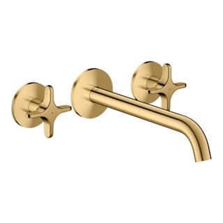 hansgrohe 3-Loch-Wannen-Armatur Axor One UP 220mm poliert goldoptik Kreuzgriff