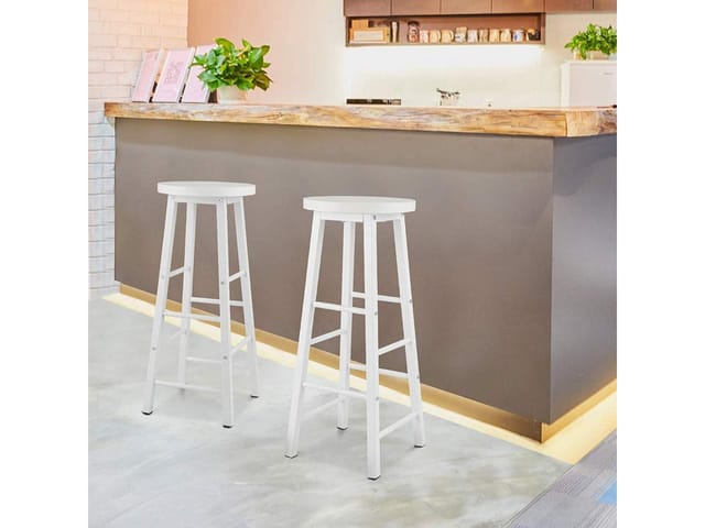 4x Barhocker Bistrohocker Tresenhocker Barstuhl, Gestell Aus Stabilem Stahl, Stizfläche Aus Mdf, Weiß - Woltu