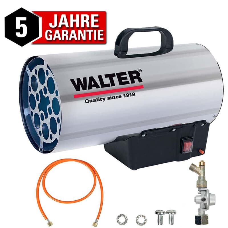 Walter Gasheizkanone 19000, Aufnahmeleistung 39kw, Nennleistung Bis 18,2kw, Mit Tragegriff, Doppelwandiges Edelstahl Gehäuse, Mit Schlauch Und Regler